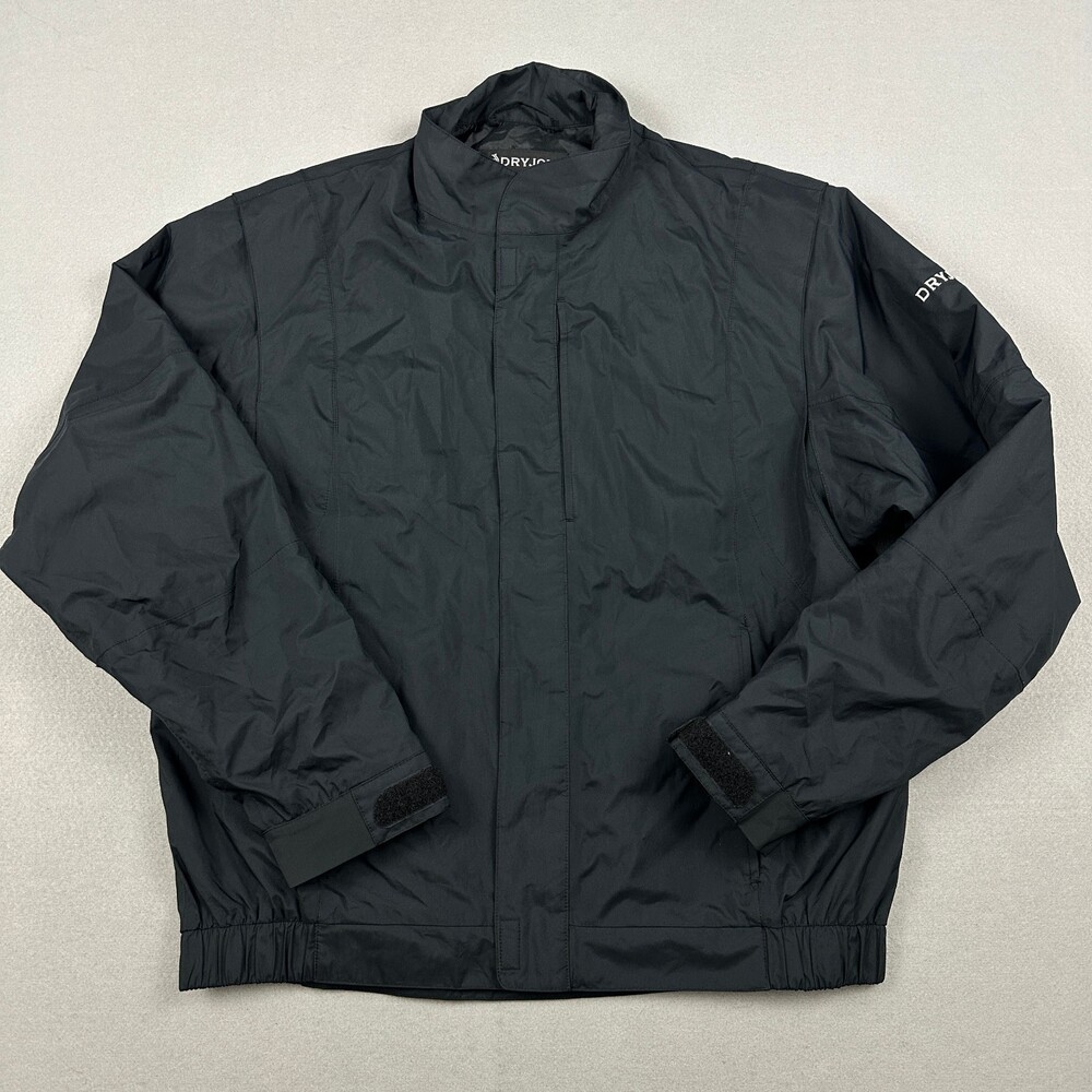 FootJoy Jacket Men Medium Black Solid DryJoys Zip Snap FJ Golf Windbreaker M